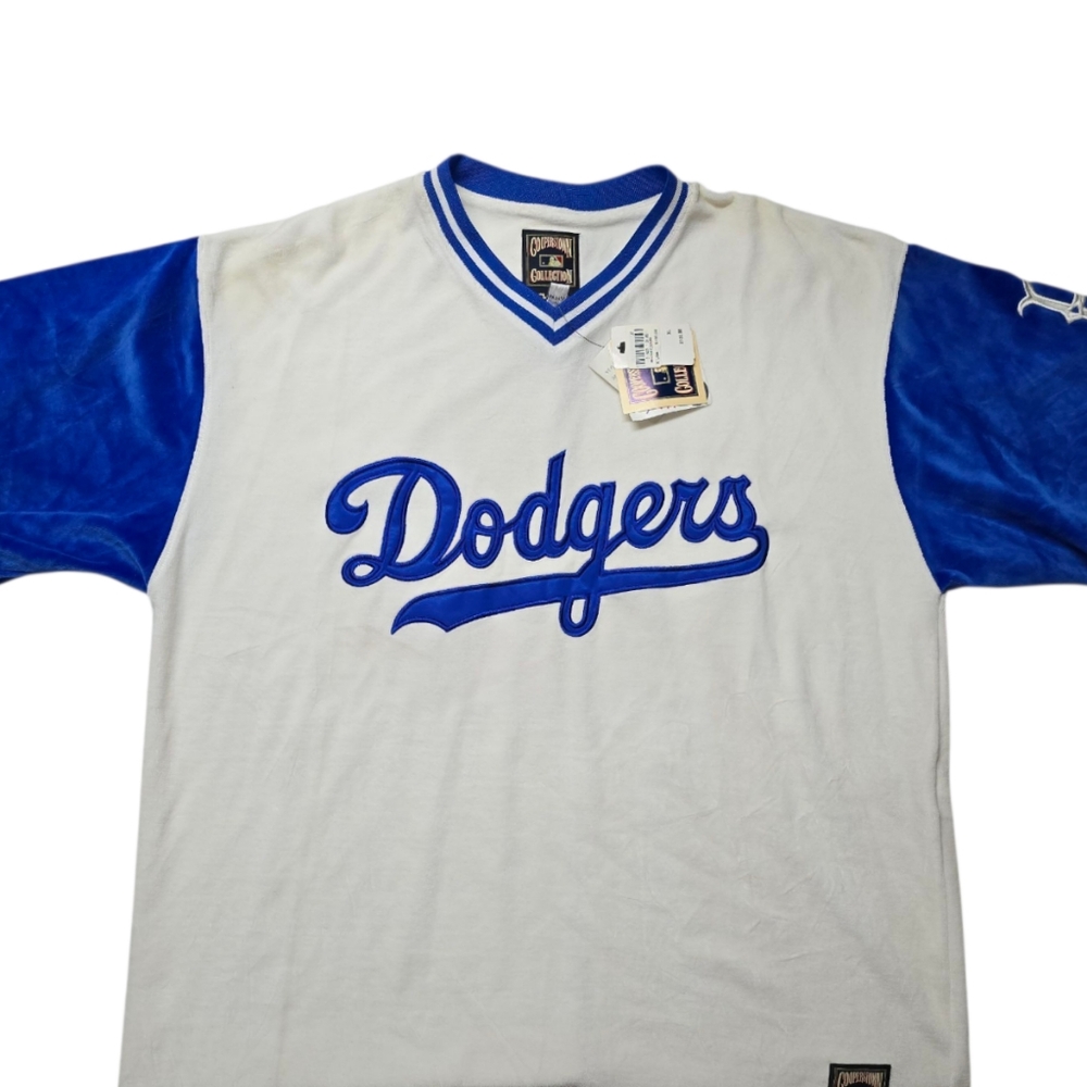 NWT Los Angeles Dodgers Velour Pullover Jersey Shirt Carl Banks G-III Sizs XL